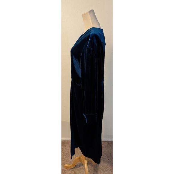 New The Linen Atelier sz L Cara Teal Velvet Velour Wedding Dress E2 - Picture 2 of 5